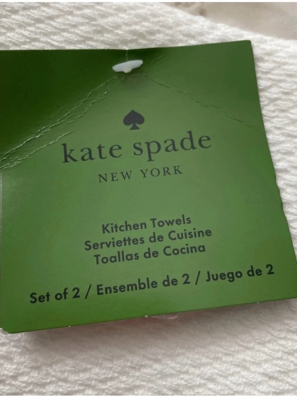 KATE SPADE KITCHEN TOWELS (2)  BLUE GREEN 17 X 28 100% COTTON NWT